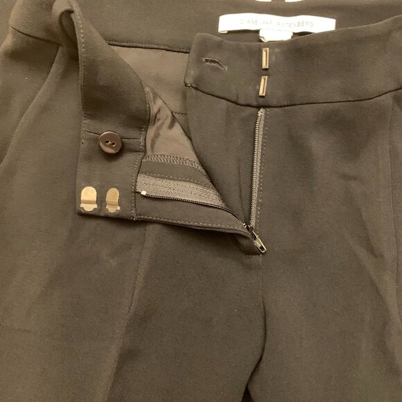 Diane Von Furstenberg New Carissa Straight Leg Cropped Trouser Size 0 Black - Picture 7 of 11